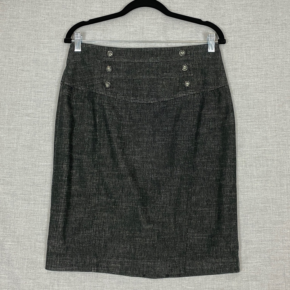 BCX Knee Length Skirt Black Denim Sz 11 Lightweight Zipper Back Closure